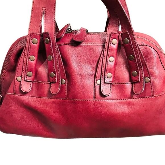 MARC BY MARC JACOBS Red Burgandy Leather Satchel Shoulder Bag Studs Designer Lux - Picture 2 of 8